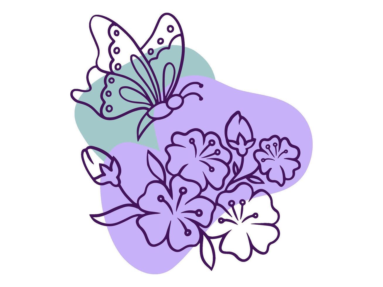 aesthetic violet flowers vector