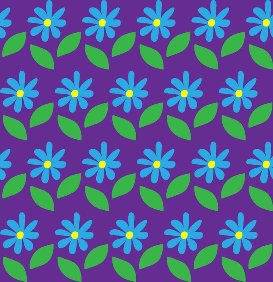 sin costura vector textura en el formar de un modelo de azul flores en un lila antecedentes