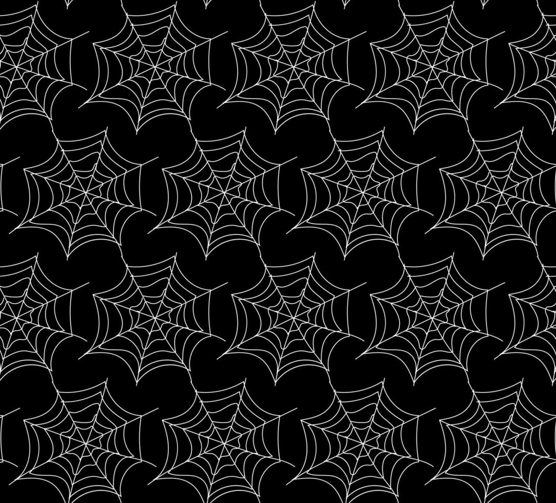 Vector seamless pattern in the form of white cobwebs on a black background