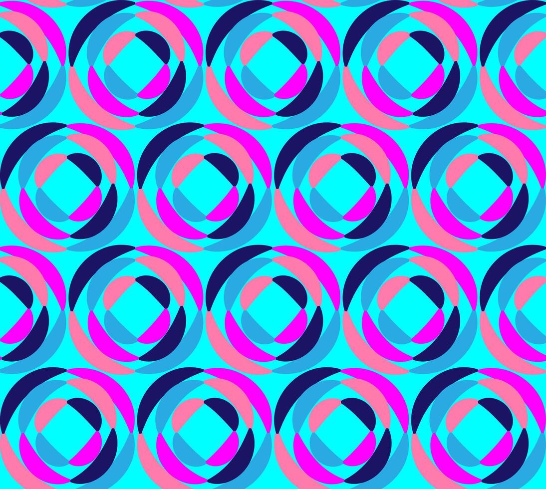Round abstract geometric pattern in pink color on blue background vector