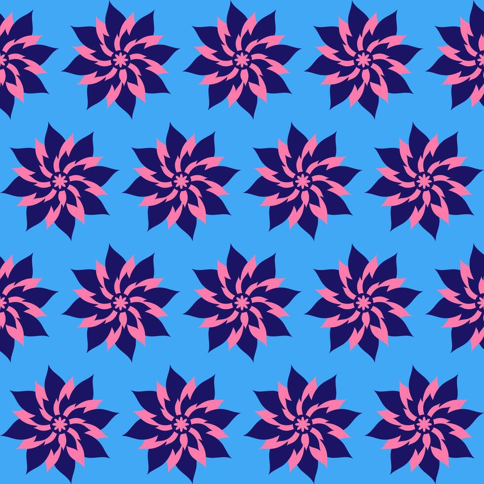 Vector seamless texture in the form of abstract pink patterns on a blue background