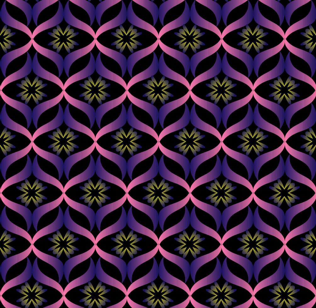 Seamless vector texture in the form of a blue and gold abstract pattern on a black background