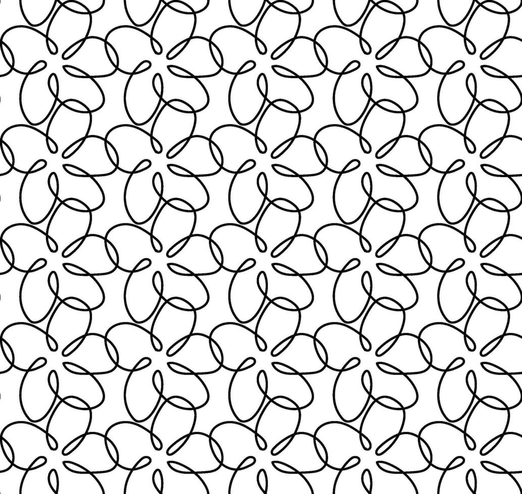 vector sin costura textura en el formar de un negro floral modelo dibujado con uno línea en garabatear estilo en un blanco antecedentes
