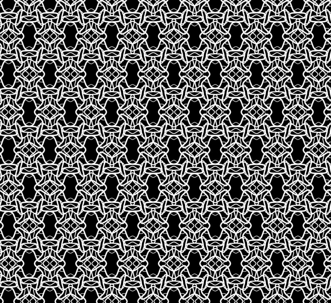 Vector seamless texture in the form of a white abstract pattern on a black background
