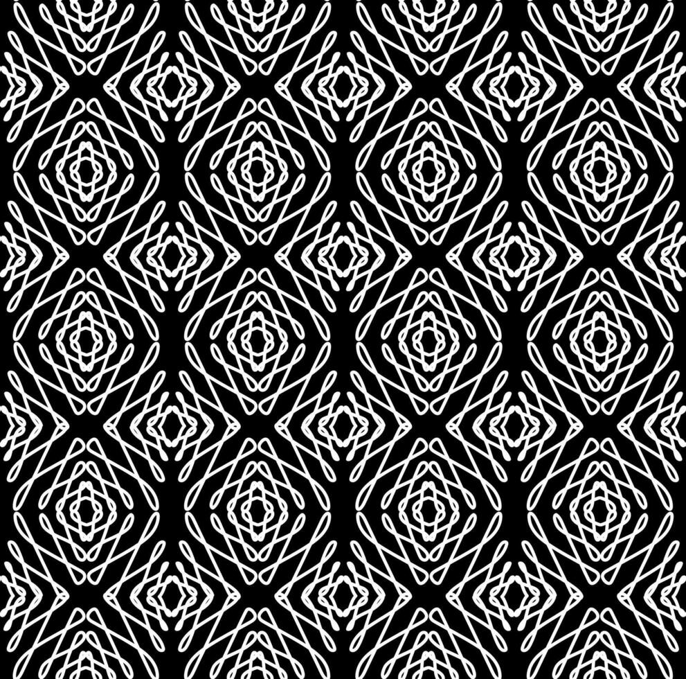 Seamless texture in the form of a vector white abstract pattern on a black background