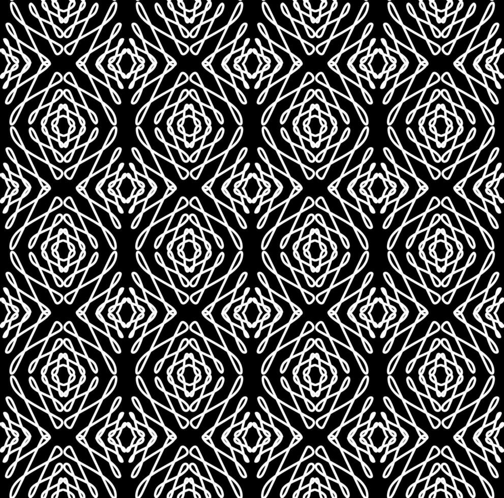 Seamless texture in the form of a vector white abstract pattern on a black background