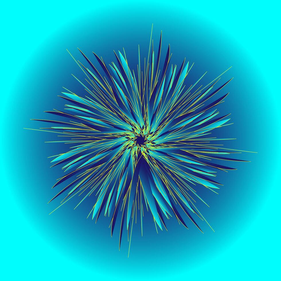 Original abstract pattern in the form of sticks and lines arranged in a circle on a blue background vector