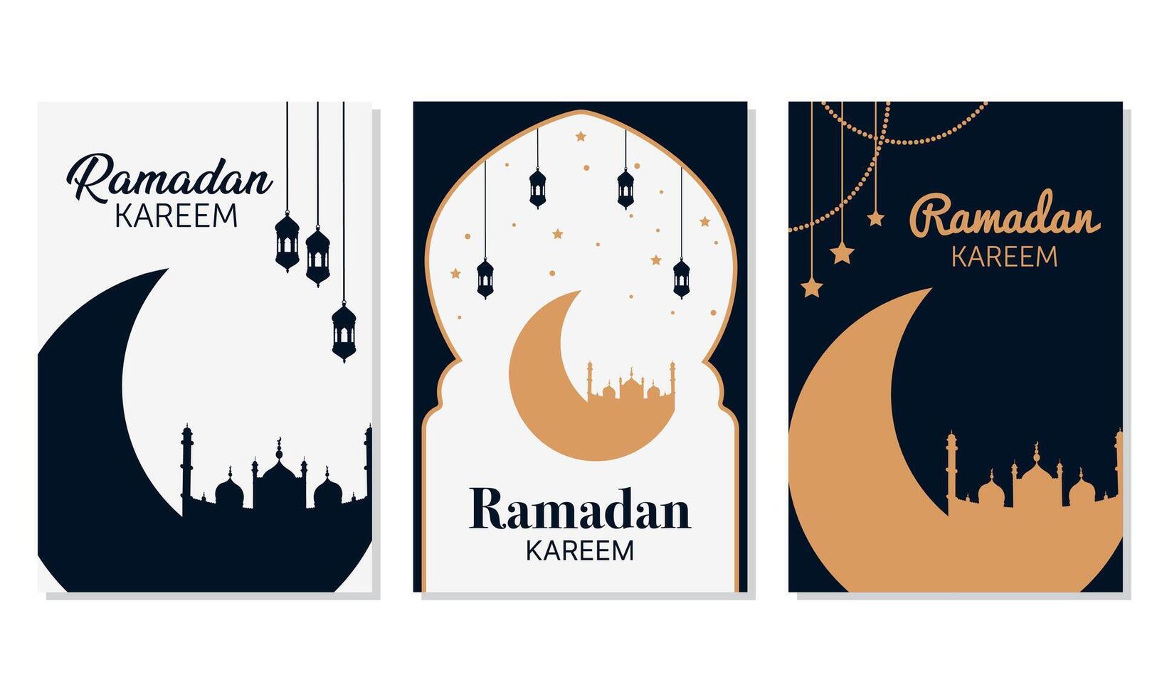 Ramadán kareem tarjeta conjunto con Ramadán simbolos el vertical conjunto es genial para social medios de comunicación publicaciones, tarjetas, y folletos vector