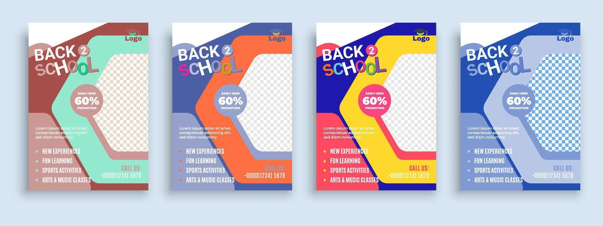 Flyer brochure cover template for Kids back to school education admission layout design template vector