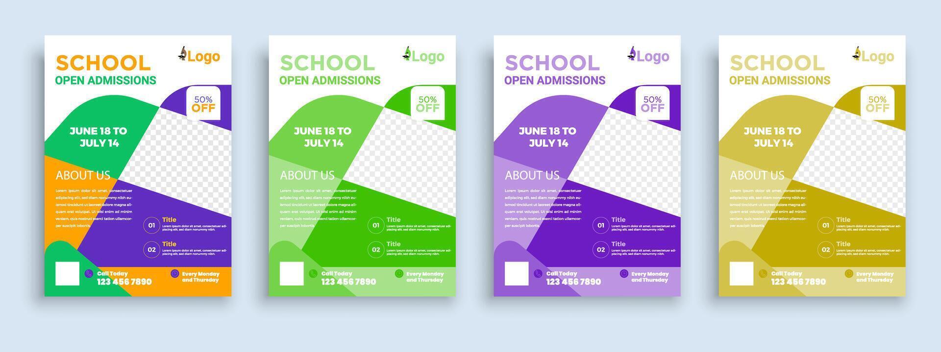 Flyer brochure cover template for Kids back to school education admission layout design template vector