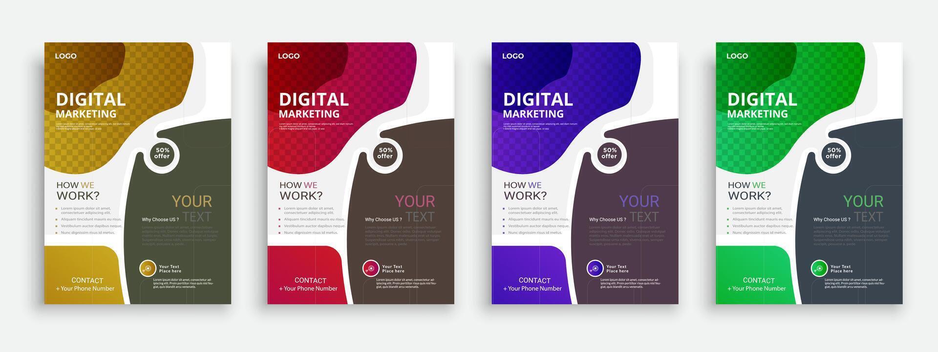 digital marketing poster flyer pamphlet brochure cover design layout space for photo background, vector illustration template in A4 size
