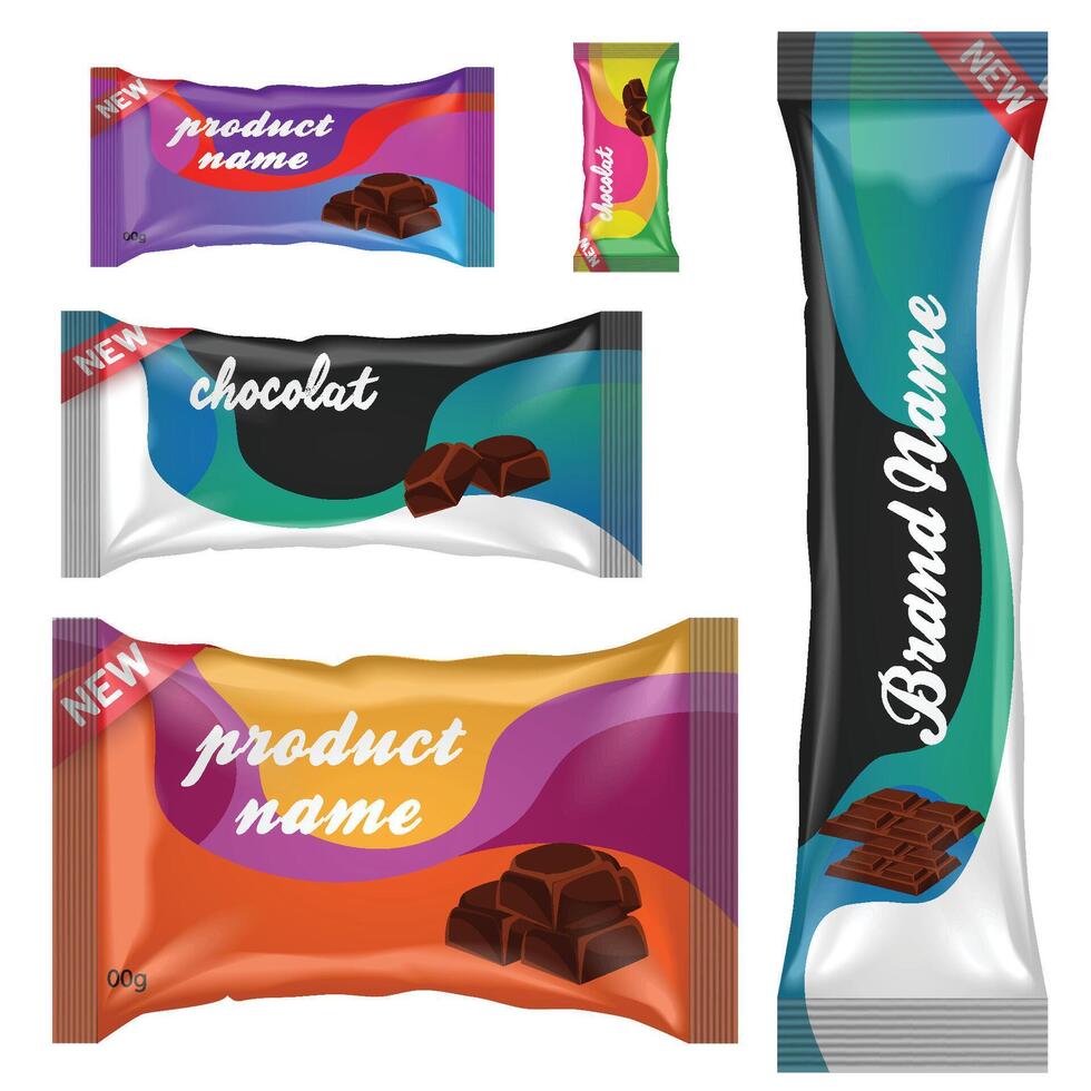 chocolate bar de caramelo bar conjunto aislado en blanco antecedentes vector