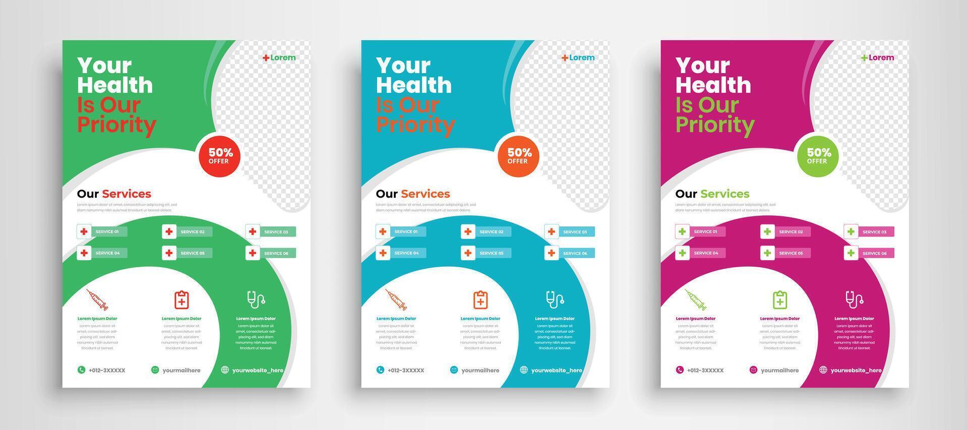 Modern Medical Flyer Template Design. Healthcare business flyer Template, Medical and healthcare modern flyer template vector