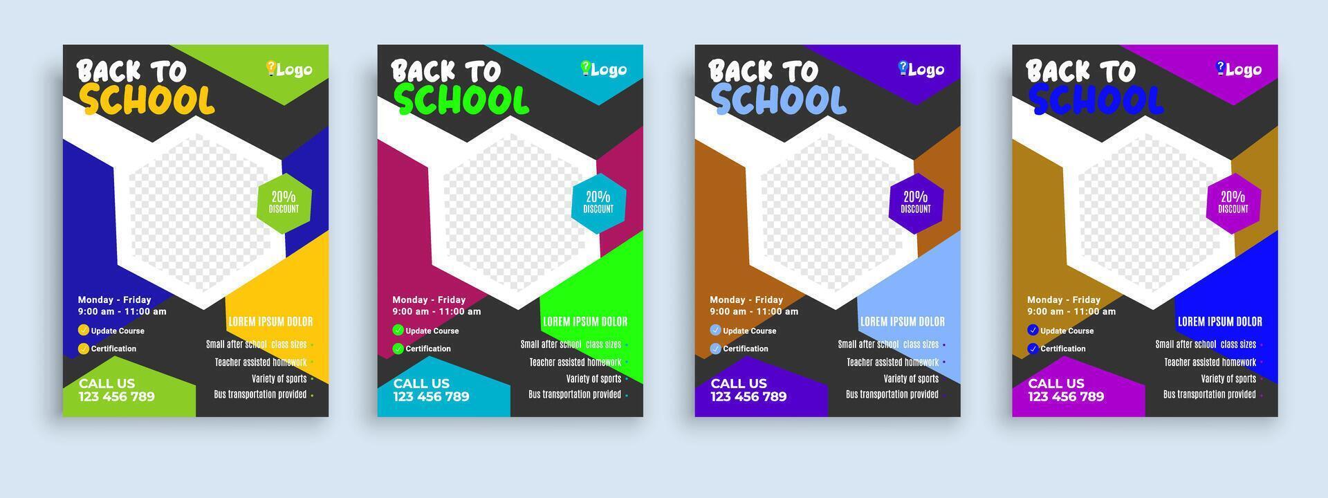 Flyer brochure cover template for Kids back to school education admission layout design template vector