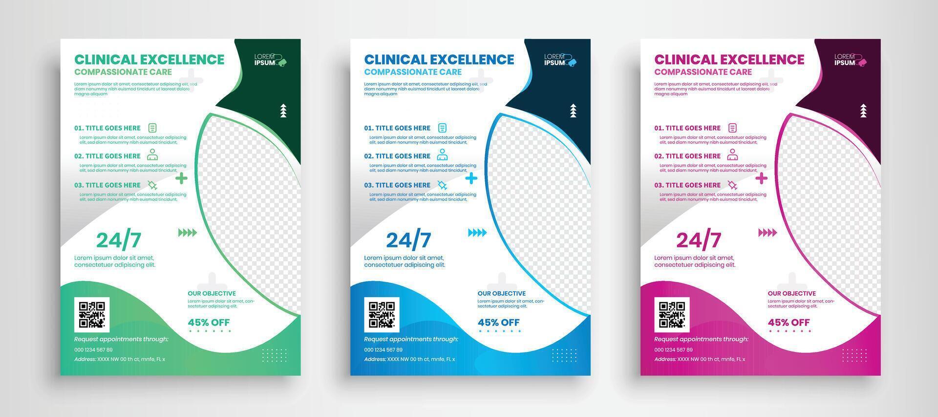 Modern Medical Flyer Template Design. Healthcare business flyer Template, Medical and healthcare modern flyer template vector