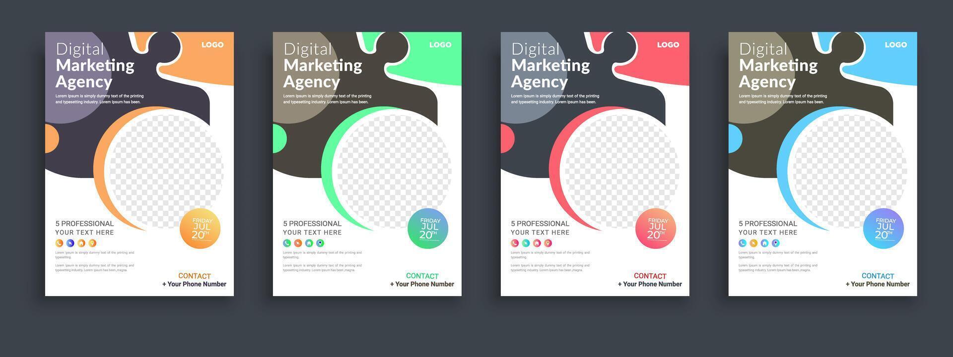 digital márketing póster volantes folleto folleto cubrir diseño diseño espacio para foto fondo, vector ilustración modelo en a4 Talla