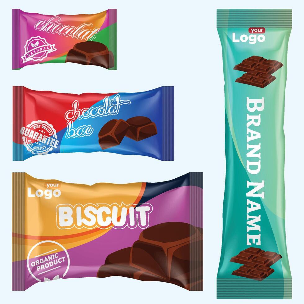 Chocolate bar of candy bar set isolated on white background vector
