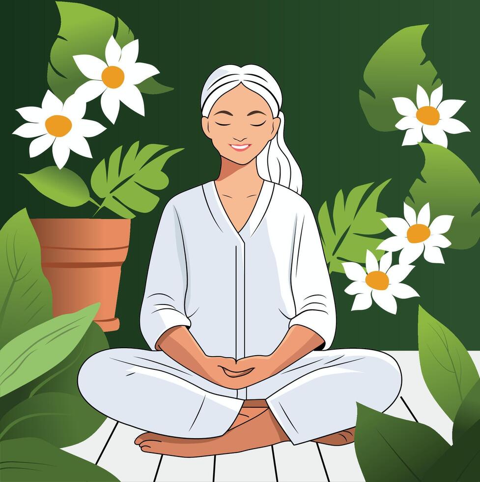 Self Care Meditation Illustrations vector