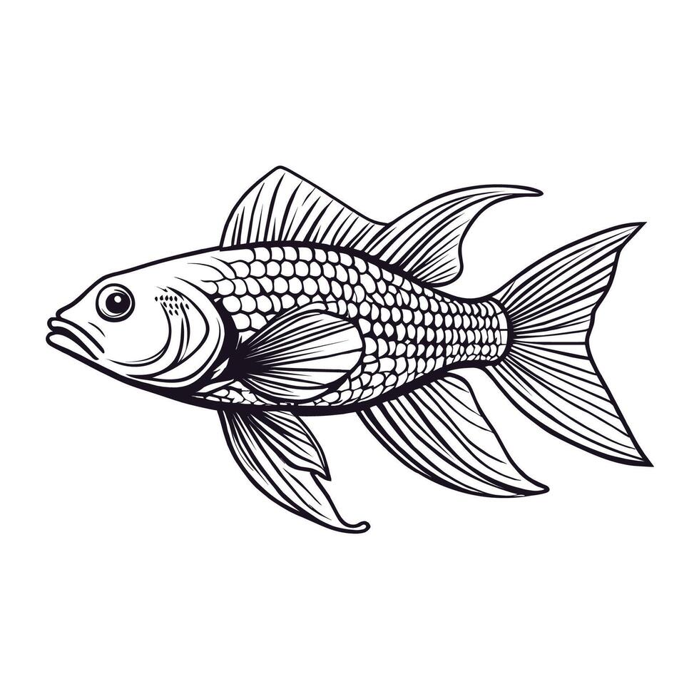 Free line art fish vector