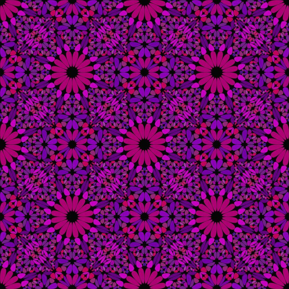 Geometrical oriental seamless mosaic kaleidoscope petal pattern background - abstract purple vector graphic design