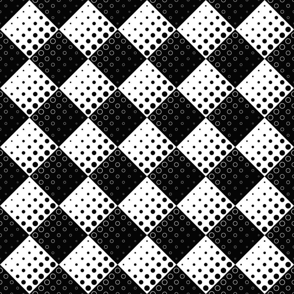 Black and white geometrical seamless circle pattern background - monochrome vector design