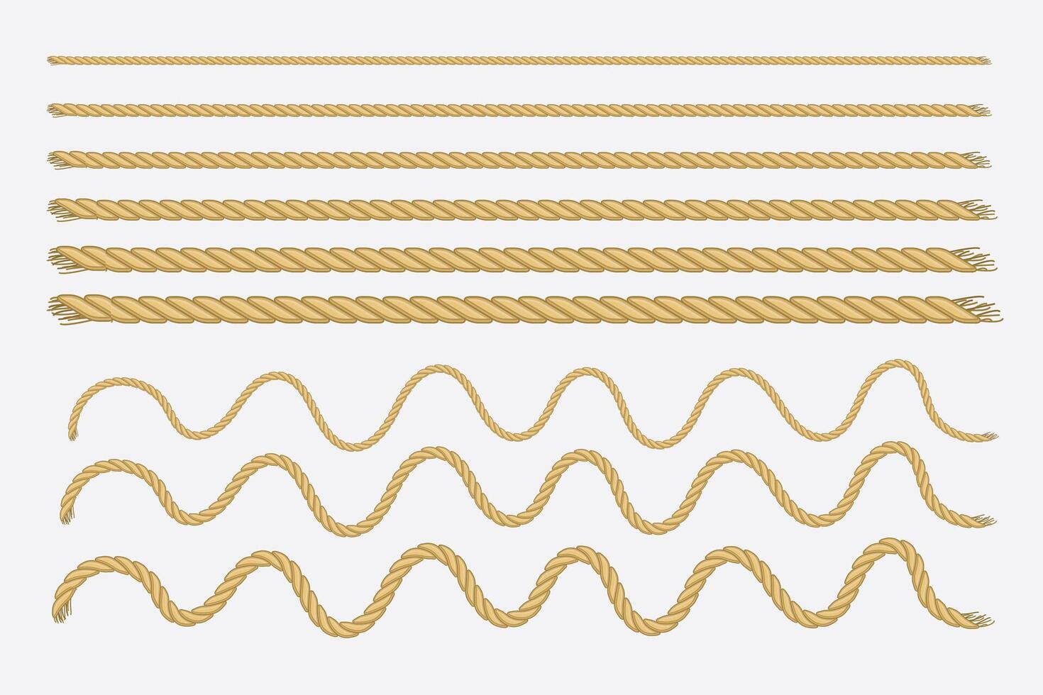 Yellow realistic ropes in retro style on white background. vector