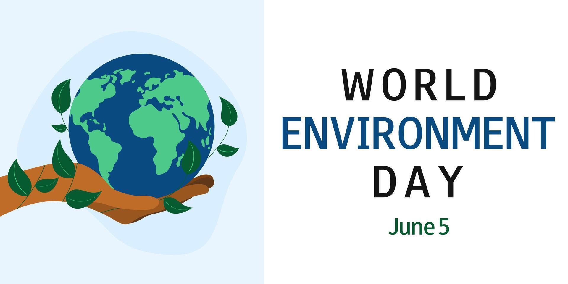 World Environment Day. June 5. Planet earth. Horizontal banner, greeting card, poster, presentation. Vector illustration.