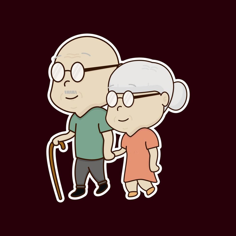 linda abuelos Pareja dibujos animados vector