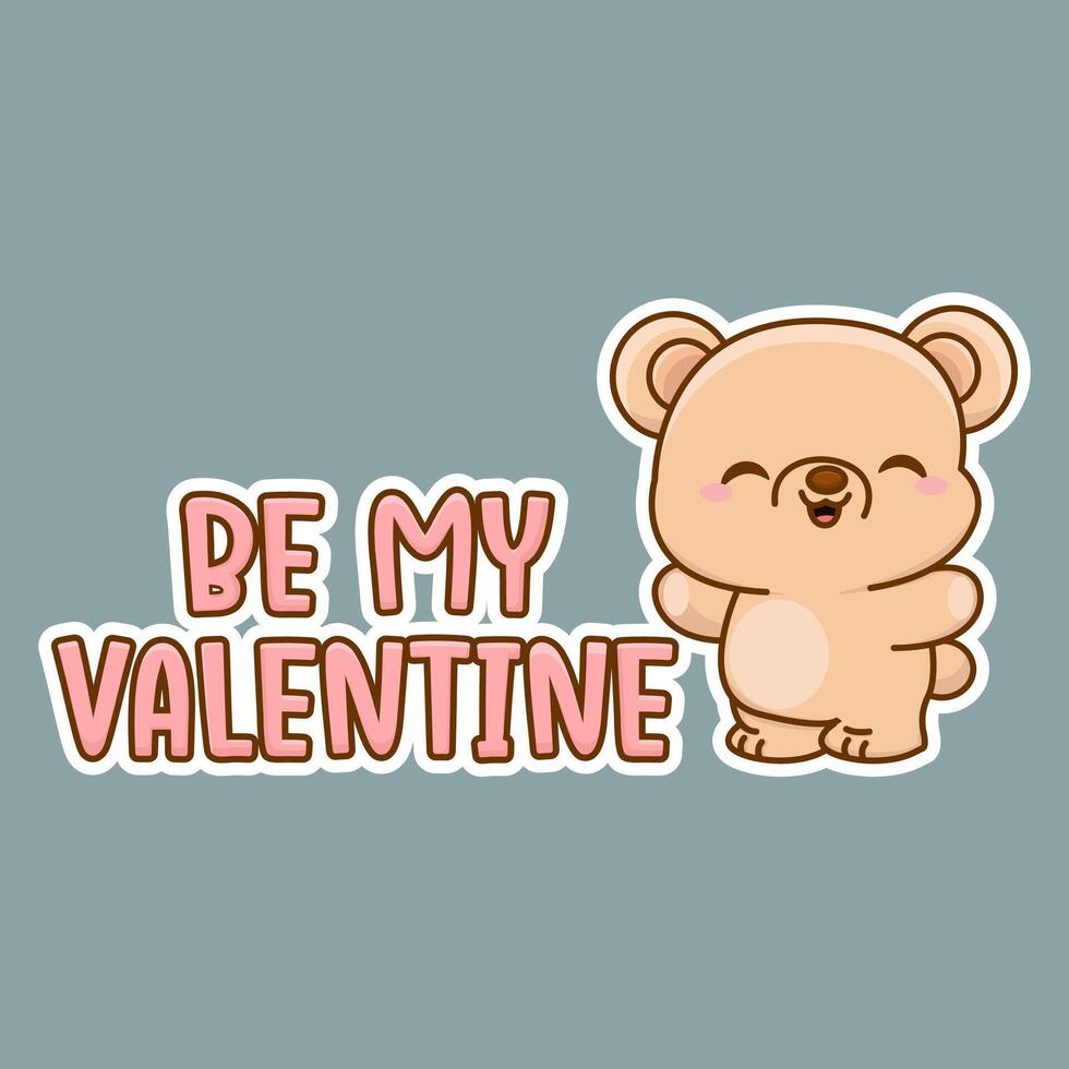 cute cartoon bear be my valentine vector