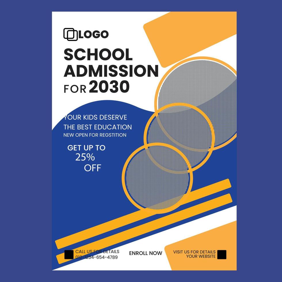 School Admission Flyer Template Design vector