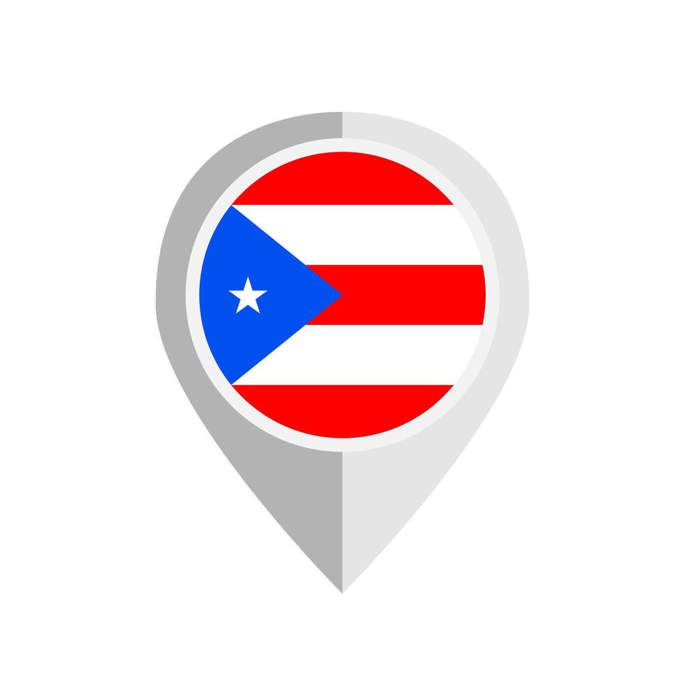 plano diseño puerto rico bandera mapa alfiler icono. vector