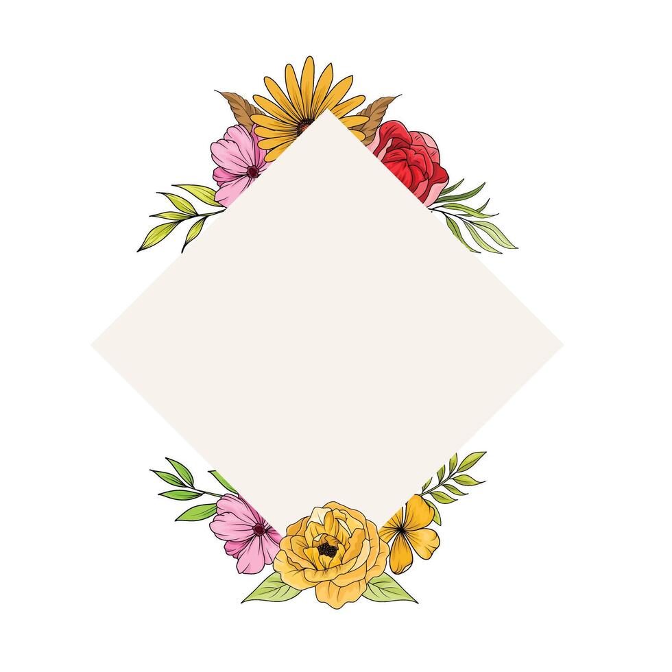 floral frame with beautiful flower bouquets vector