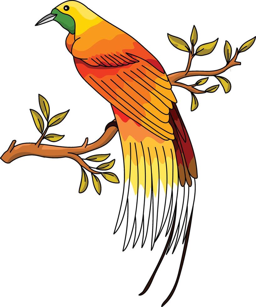 vector bird of paradise perched on a tree branch