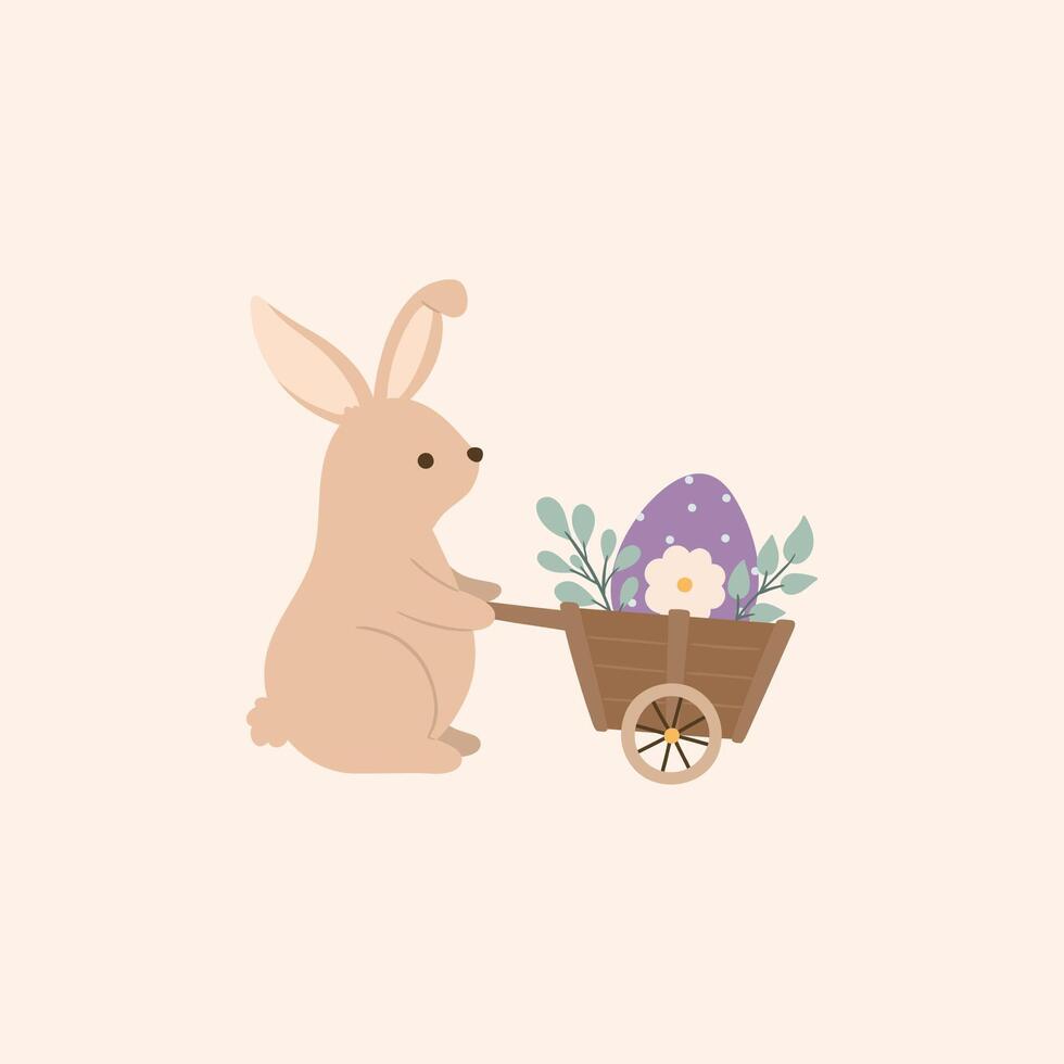 Easter bunny with a wheelbarrow vector