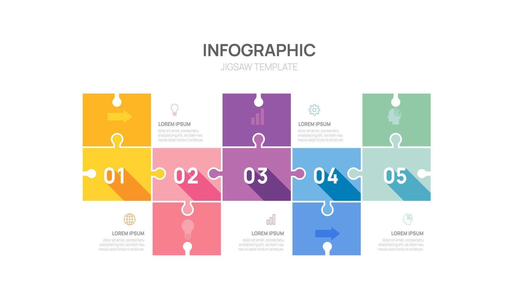 infografía rompecabezas 5 5 paso modelo diagrama para negocio. moderno cronograma digital márketing datos, presentación vector infografía.