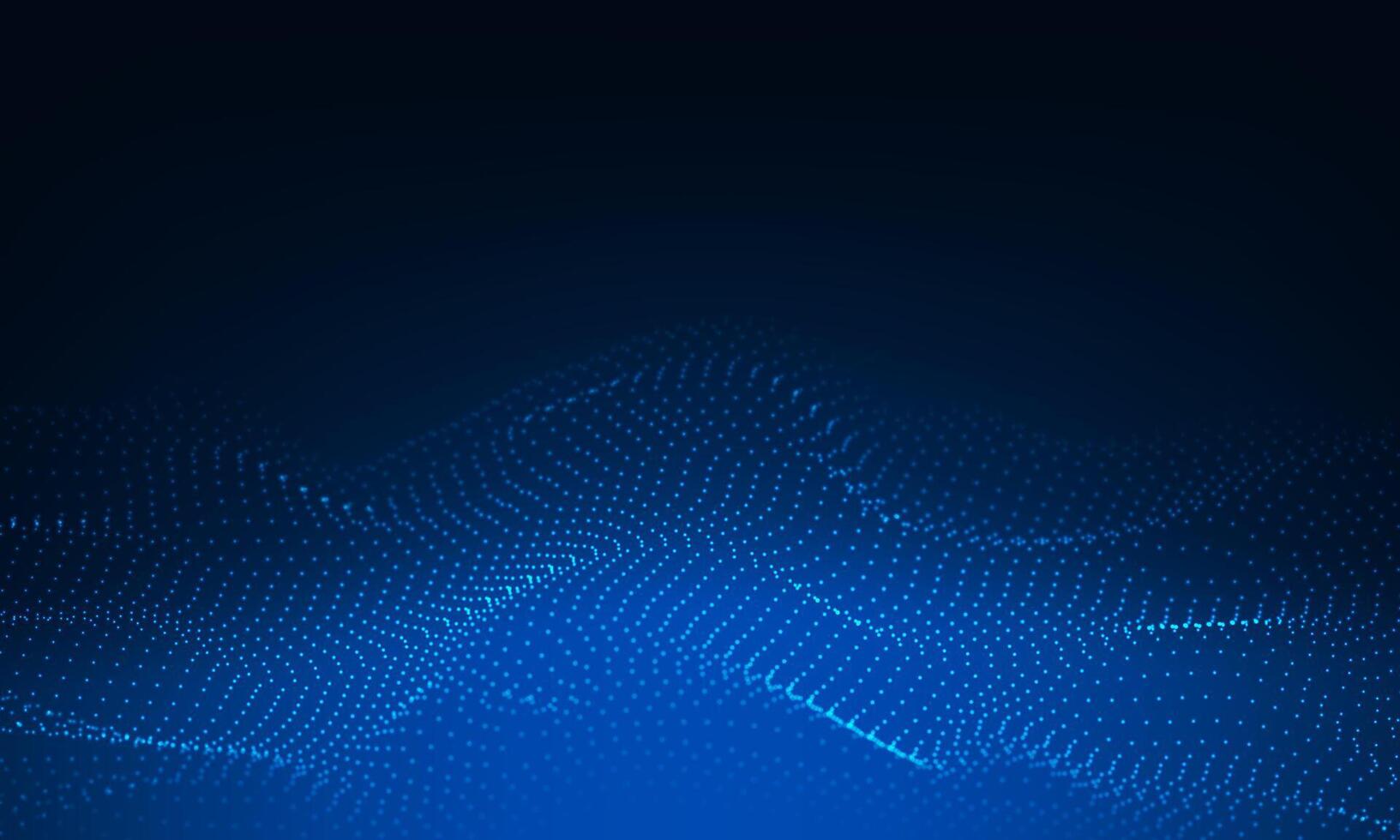 Abstract blue particles flow wave dot landscape digital data structure future mesh grid technology background vector