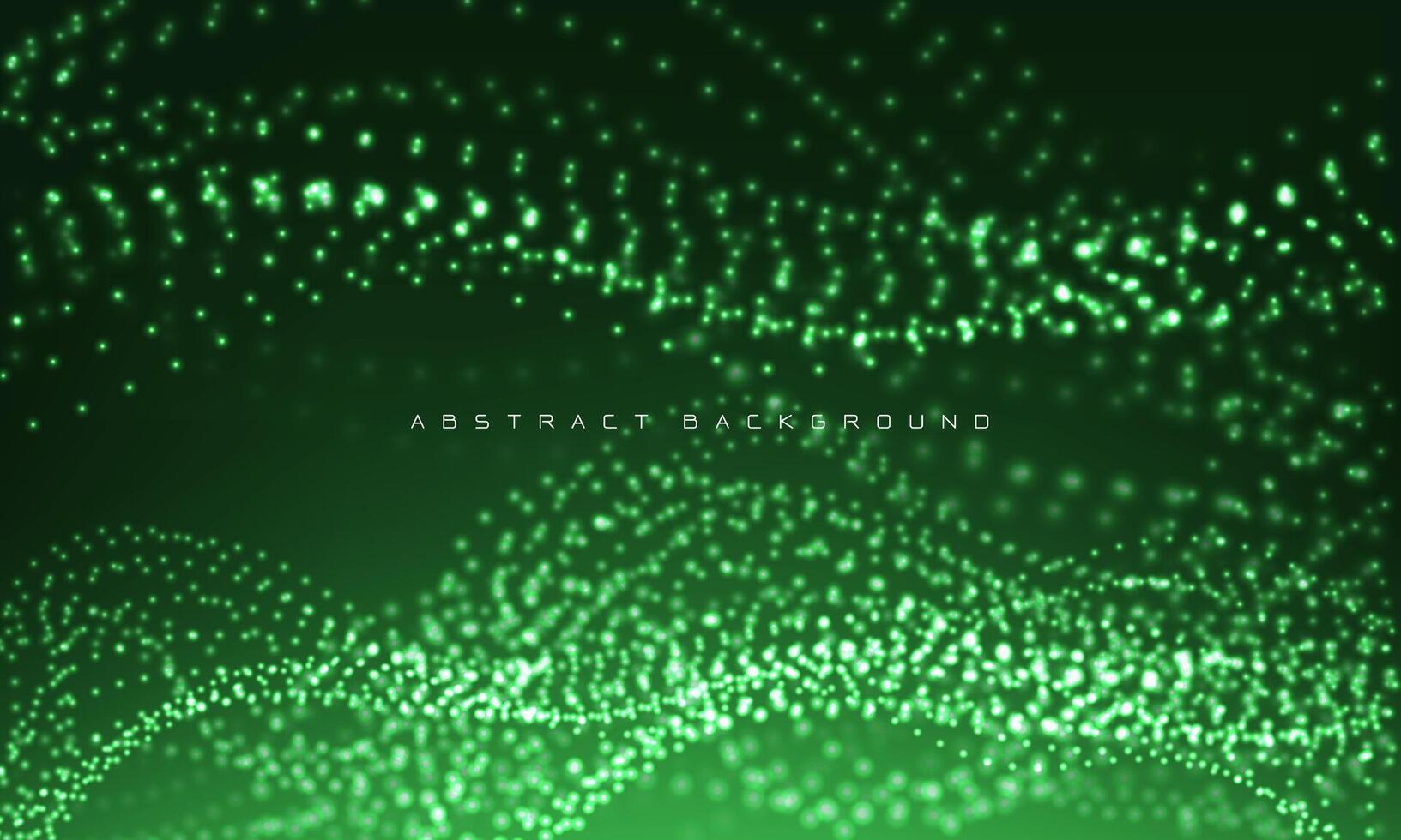 Abstract green particles flow wave dot landscape digital data structure future mesh grid technology background vector