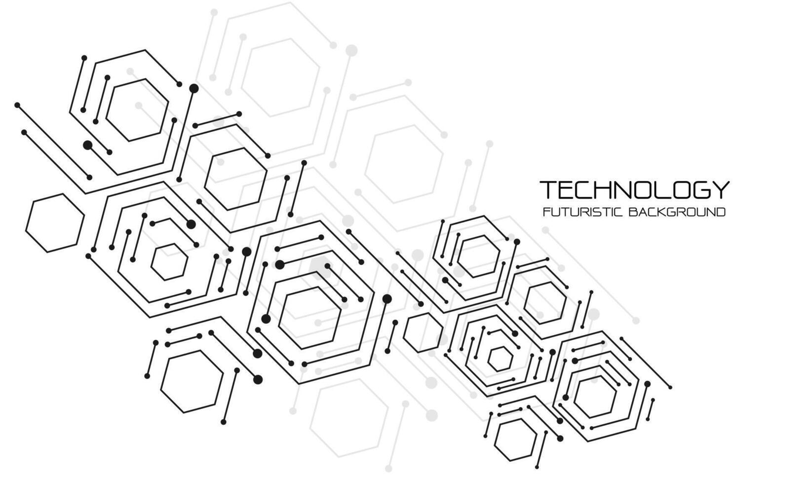 Abstract black hexagon circuit cyber technology geometric on white design modern futuristic creative background vector
