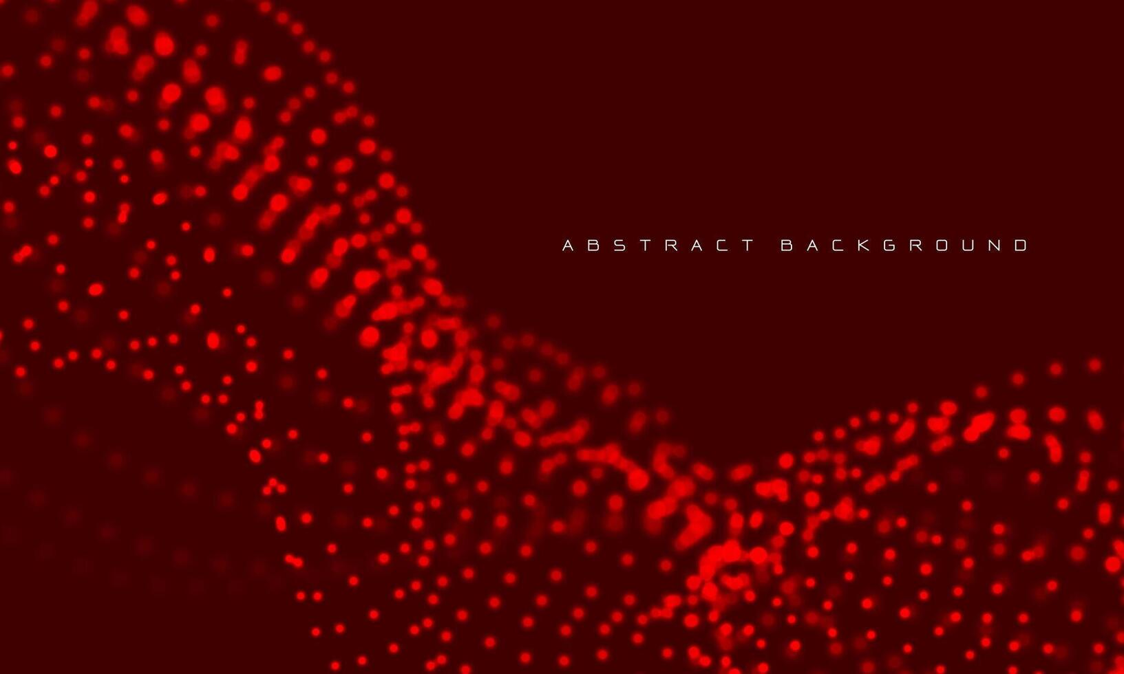 Abstract 3D red particles flow wave dot landscape digital data structure future mesh grid technology background vector