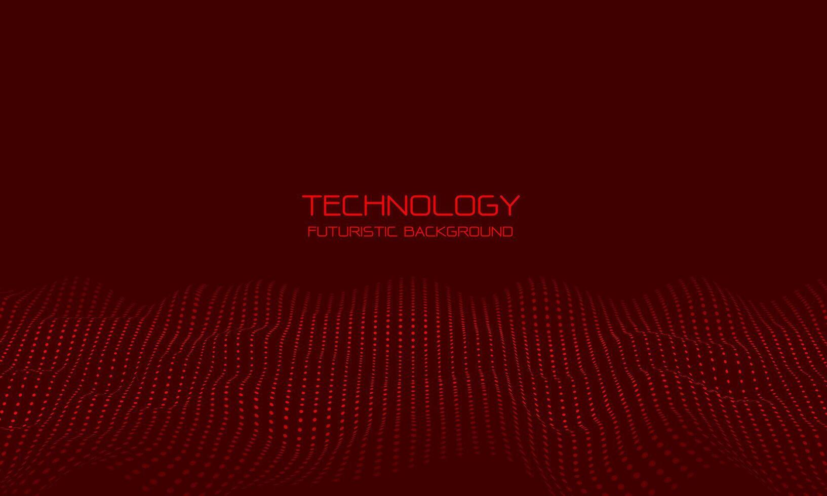 Abstract red wave particles technology futuristic flow sound mesh pattern grid landscape digital data structure consist dot elements background vector