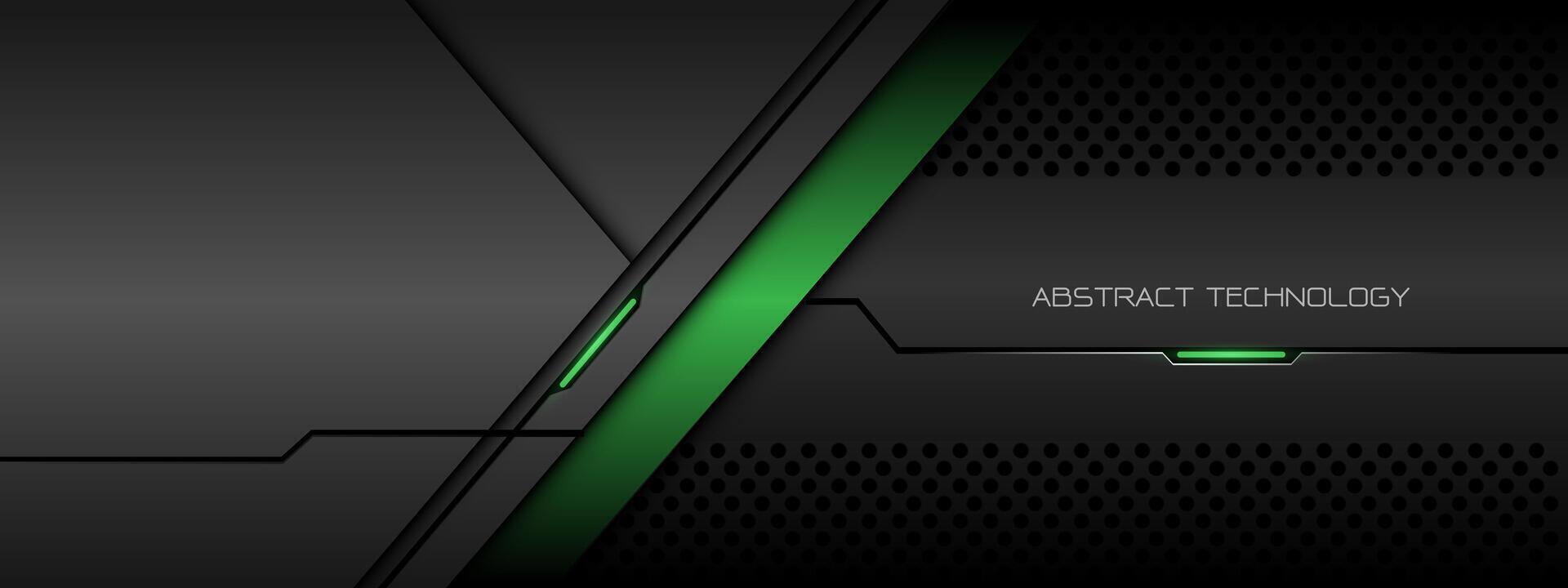 Abstract grey metallic green light power geometric overlap on circle mesh design modern luxury futuristic background vector