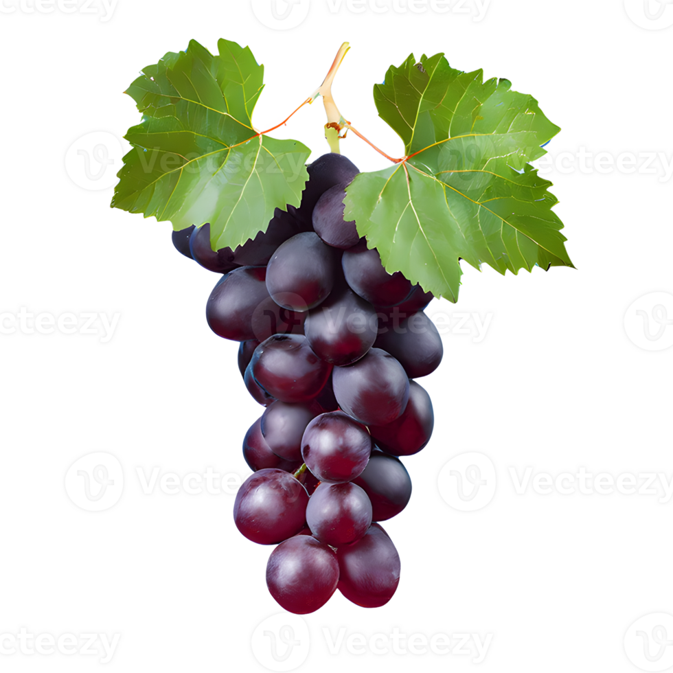AI generated Fresh red grape with leaves isolated on transparent background png