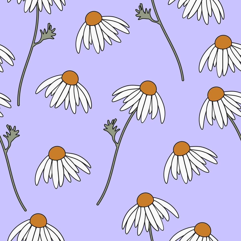 Beautiful daisy flower seamless pattern background vector