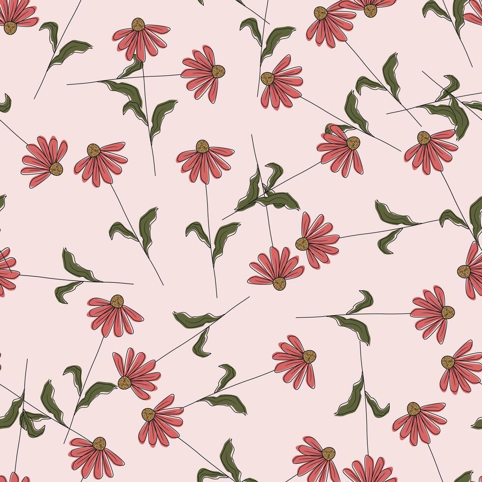 Beautiful daisy flower seamless pattern background vector