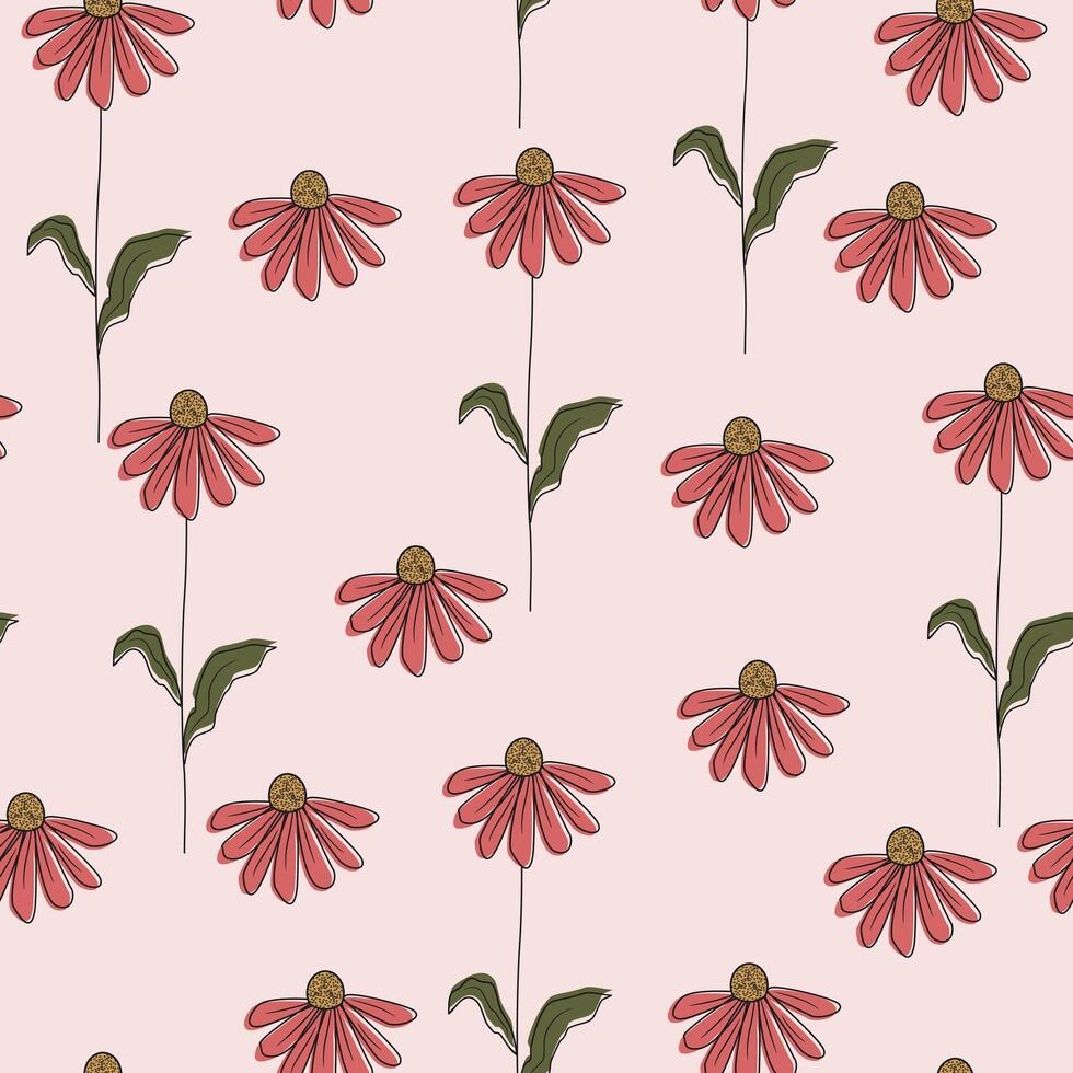 Beautiful daisy flower seamless pattern background vector