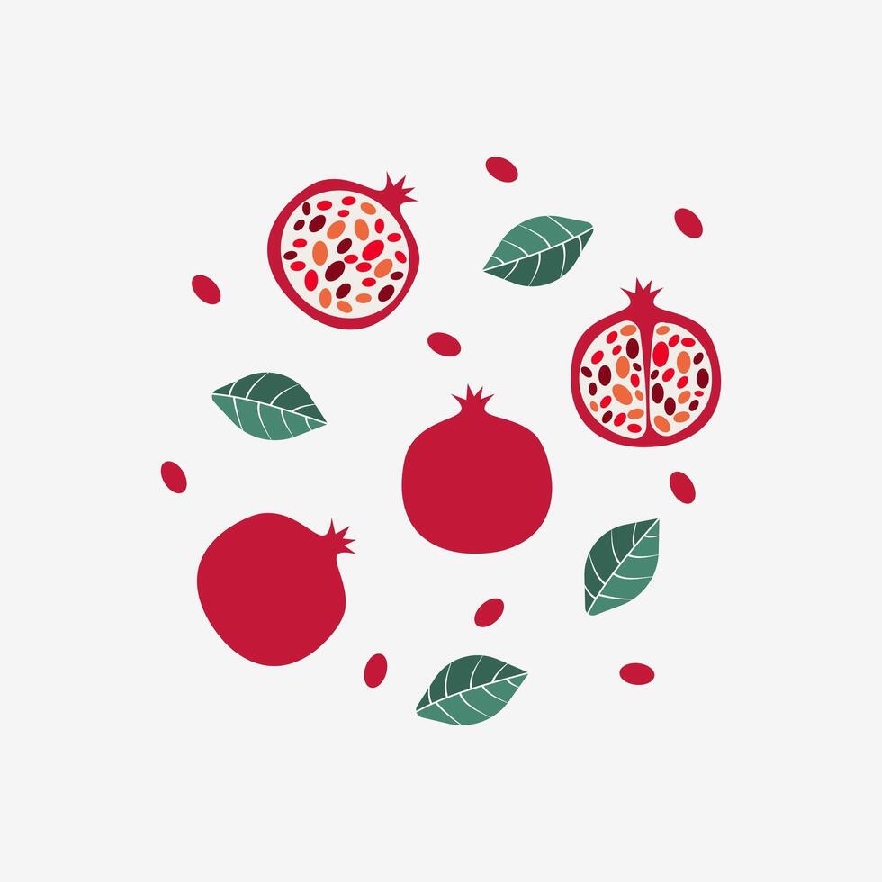 Pomegranate seamless pattern, tropical fruit pattern vector