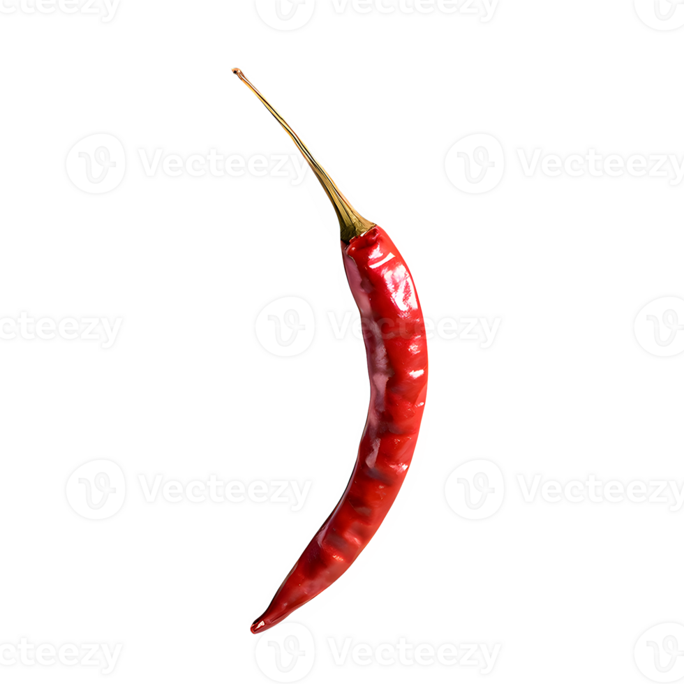 AI generated Dried red chili or chilli cayenne pepper isolated on transparent background png