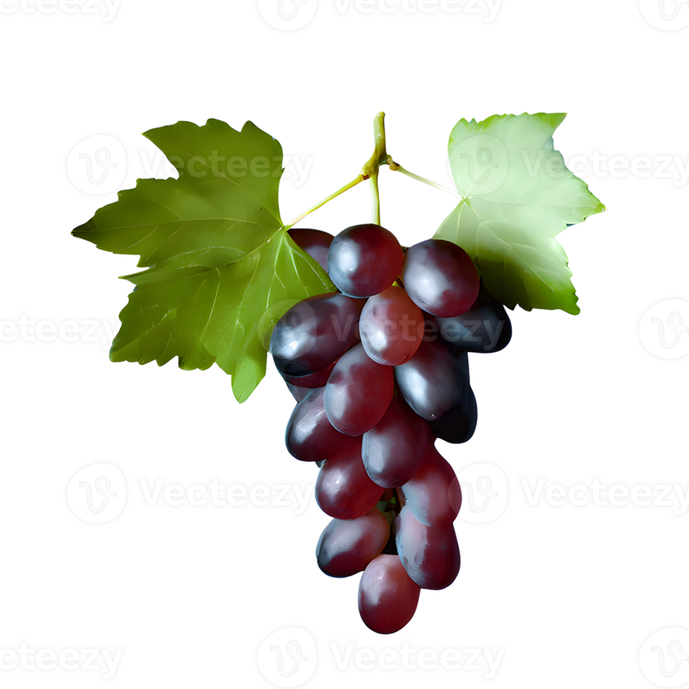 AI generated Fresh red grape with leaves isolated on transparent background png