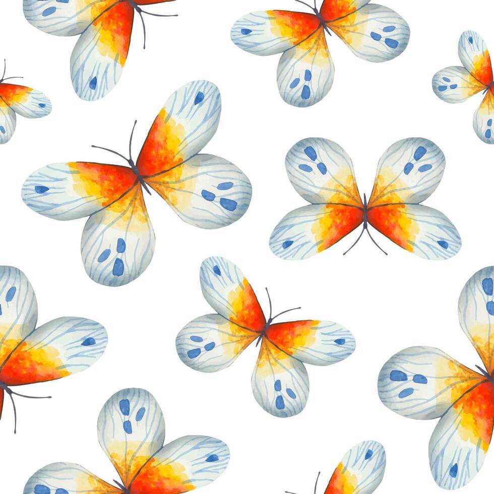 acuarela sin costura modelo con mariposas para tela, textiles, fondo de pantalla vector