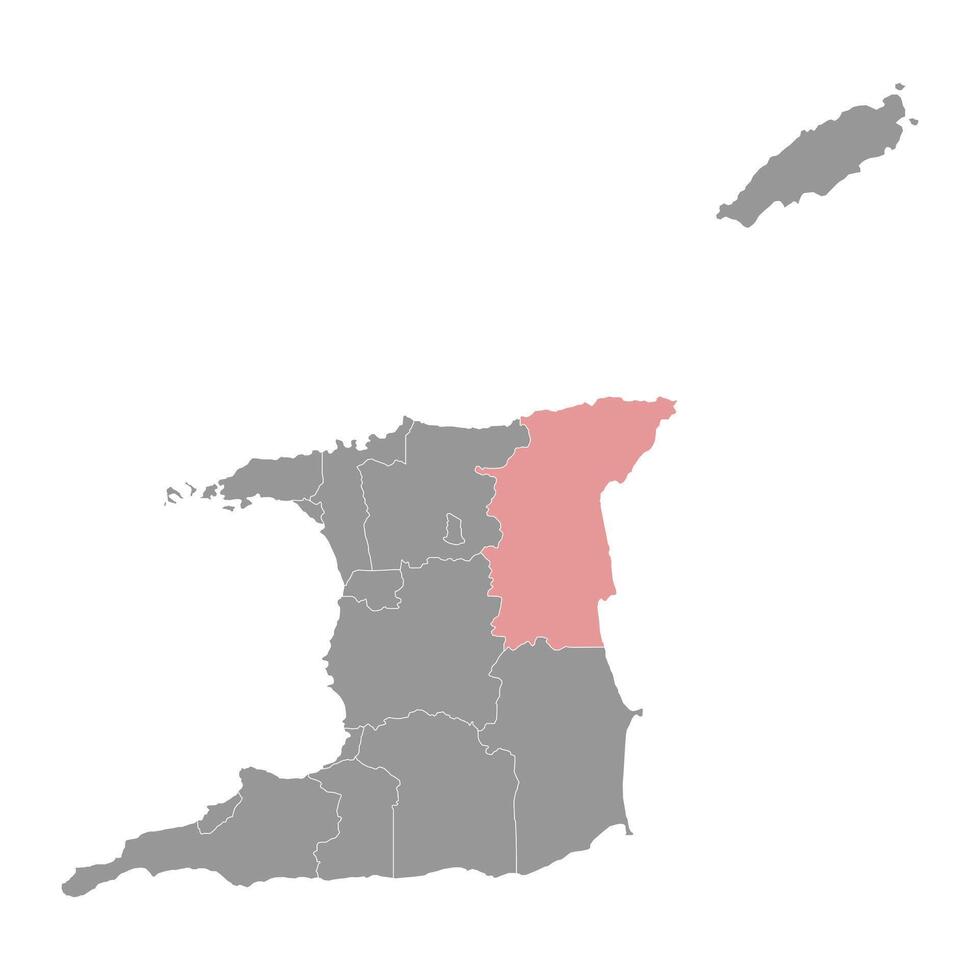 Sangre Grande region map, administrative division of Trinidad and Tobago. Vector illustration.